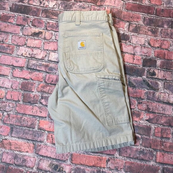Carhartt Men 36 Rugged Flex Relaxed Fit Canvas Work Shorts Tan Beige - Picture 3 of 6